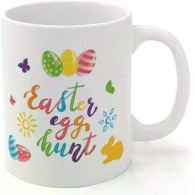 Easter Egg Hunting Ceramic Coffee Cup Reusable, Food Contact Safety, Holiday Colorful Design for Easter
