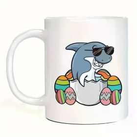 11OZ Funny Graphic Coffee Ceramics Mug for Home Office Kitchen Use, Cute Easter Day Egg Hunting Design Print Tea