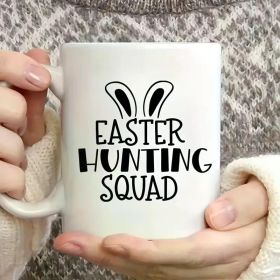 1pc, 11Oz, Perfect for All Seasons, One Easter Hunting Squad Ceramic Cup - Durable Coffee Cup, Ideal Gift for Friends And