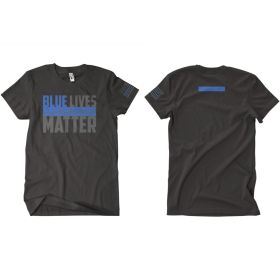 BLUE LIVES MATTER MEN'S T SHIRT BLACK 2 SIDED (Option: S)