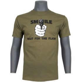 SMILE FOR THE FLASH MEN'S T SHIRT OLIVE DRAB (Option: M)