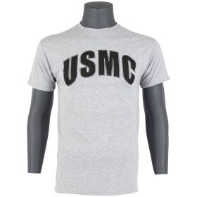 USMC T SHIRT GREY/BLK IMPRINT (Option: M)