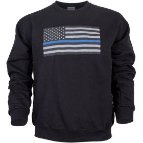USA FLAG/THIN BLUE LINE CREWNECK SWEAT SHIRT BLACK (Option: L)
