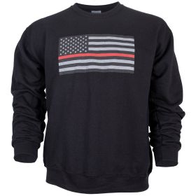 USA FLAG/THIN RED LINE CREWNECK SWEAT SHIRT BLACK (Option: L)