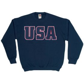 USA FLAG CREWNECK SWEAT SHIRT GREY (Option: L)
