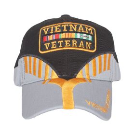 EMBROIDERED BALL CAP BLACK/GREY HERITAGE (Option: VIETNAM VET)