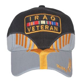 EMBROIDERED BALL CAP BLACK/GREY HERITAGE (Option: IRAQ VETERA)
