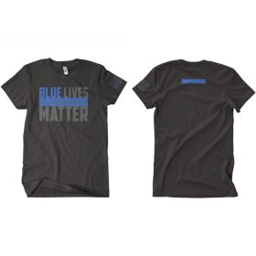 BLUE LIVES MATTER MEN'S T SHIRT BLACK 2 SIDED (Option: L)