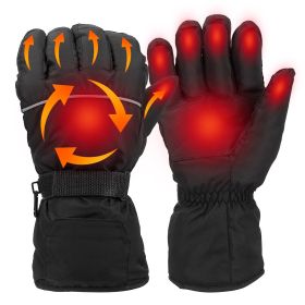 Heating Warm Gloves Battery Powered Heated Waterproof Gloves Unisex Electric Heated Gloves For Outdoor Sports Cycling Riding Skiing Skating Hikin (Color: Black)