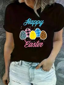 Happy Easter Egg Hunting Spring Women Girls Boys Toddler T-Shirt, Women Graphic T Shirts (Color: Black, size: S)