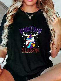 Easter Women'S T-Shirts Easter Egg Hunting Season - Funny Easter Egg Hunt - Antlers T-Shirt Print Women'S T-shirt, Round Crew Neck Soft (Color: Black, size: M)