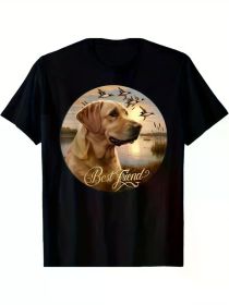 Best Friend Hunting Yellow Labrador Dog With Ducks And Geese T-Shirts, (Color: Black, size: S)