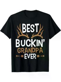 Best Buckin' Grandpa Ever - Men's Cotton Deer Hunting T-Shirt | Casual & Comfortable Crew Neck Tee for Casual Attire (Color: Black, size: XXL)