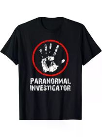 Men's Hunting Paranormal Investigator T-Shirt | 100% Cotton | Casual Round Neck | Bold (Color: Black, size: L)
