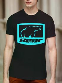 Bear bow hunting bow water sign hunter black t-shirt for men (Color: Black, size: S)