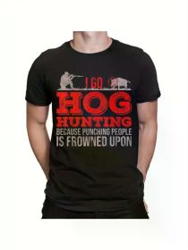 HOG HUNTING Alphabet Pattern Trendy Frontline Personalized Flat Print Men'S T-shirt 100% Cotton Comfortable Summer Cool Leisure Sports Preferred (Color: Black, size: XXXL)