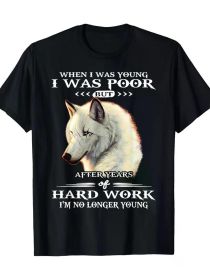White Wolf Nature Photo Wolf Hunting T-shirt - 100% Cotton (Color: Black, size: XXXL)