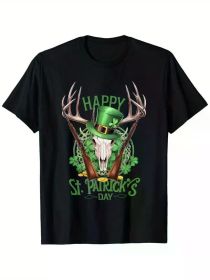 Patrick'S Day Costume Hunting Hat Four-Leaf Clover T-Shirt, (Color: Black, size: XL)