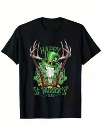 Patrick'S Day Costume Hunting Hat Four-Leaf Clover T-Shirt, (Color: Black, size: XXL)