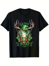 Patrick'S Day Costume Hunting Hat Four-Leaf Clover T-Shirt, (Color: Black, size: L)