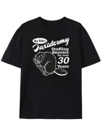 Men's Funny Taxidermy T-Shirt Offensive Stuffing Beavers Shirts Hunting Tees (Color: Black, size: S)