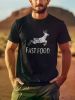 Funny Joke Hunting Shirt - Men's Front Printed Short Sleeve T-Shirt Top - Fast Food Deer - Gifts for Hunters, 1 pc