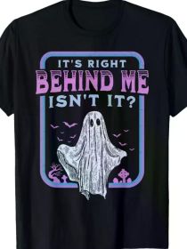 Men's Retro Hunting T-Shirt - "It's Right Behind Me, Isn't It?" Design, 100% Cotton, Casual Fit, All-Season Wear, Black with (Color: Black, size: XL)