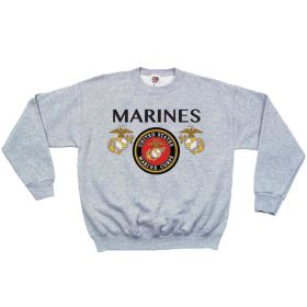 MARINES SEAL CREWNECK SWEAT SHIRT GREY (Option: L)
