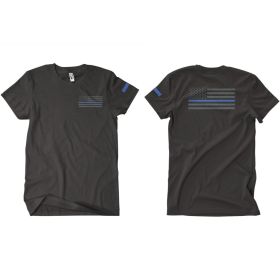 USA FLAG/THIN BLUE LINE T SHIRT BLACK (Option: L)